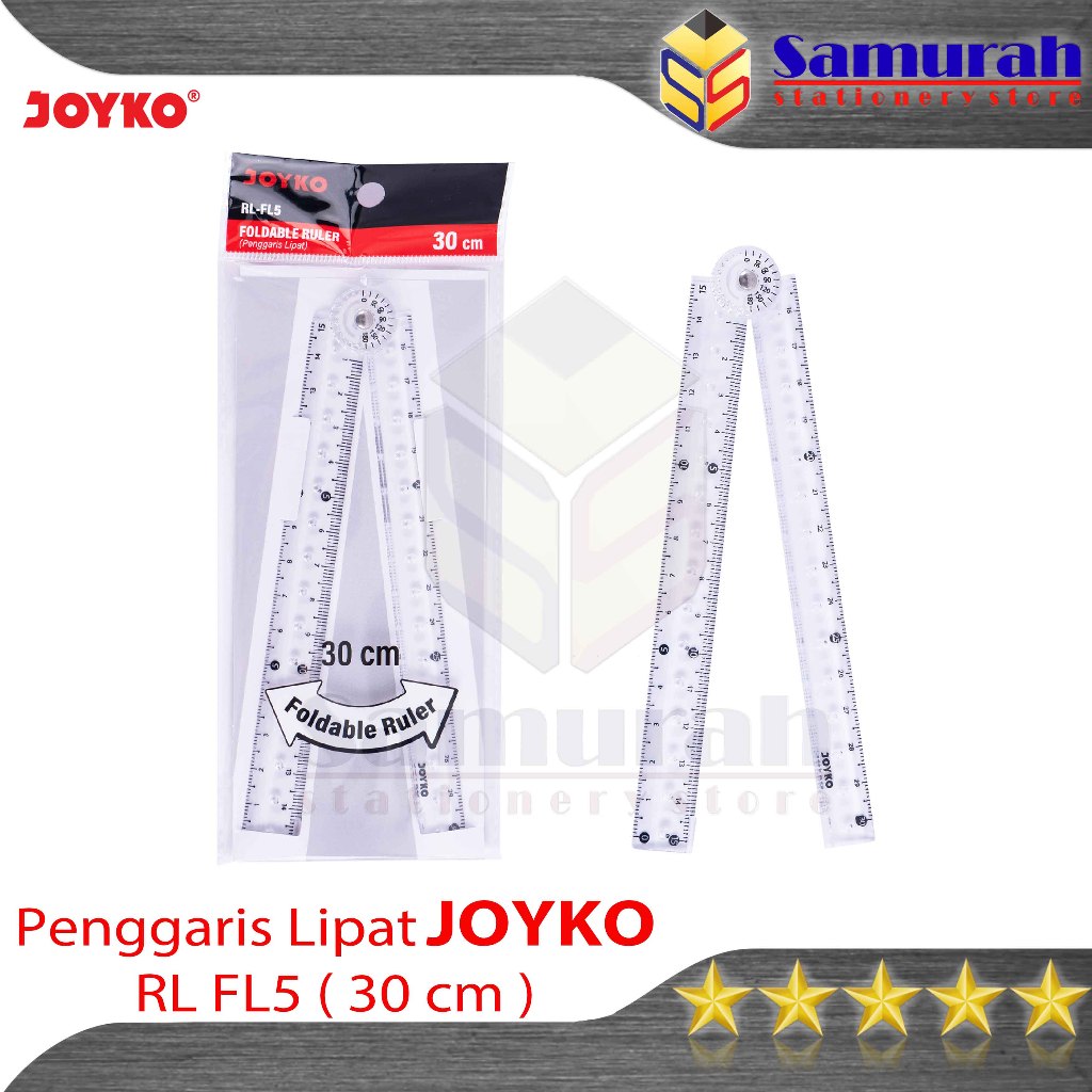 

Penggaris Lipat Joyko RL FL5 - 30 cm / Foldable Ruler 15 - 30 sentimeter bahan Mika Bening