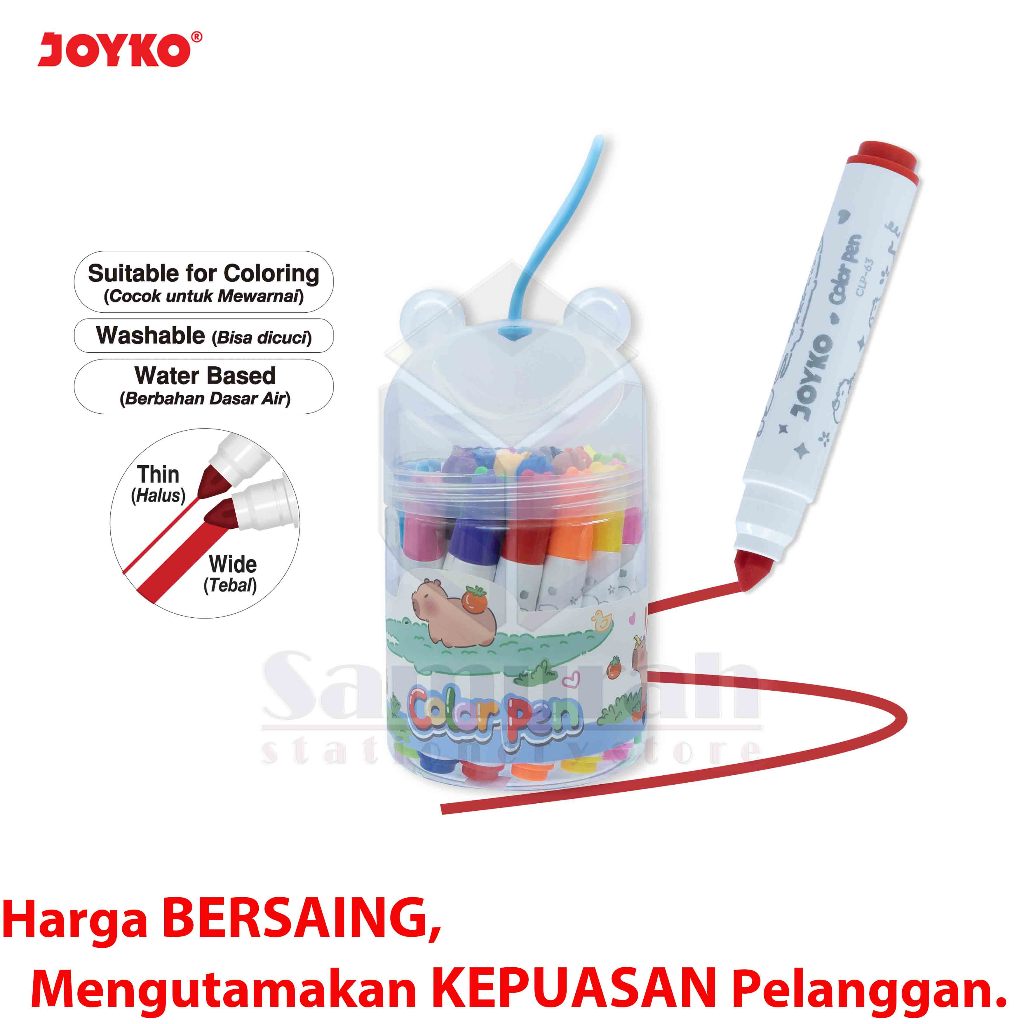 

H7Y Color Pen Joyko CLP 63 24 Washable / Spidol 24 Warna CLP-63 Tulis Bisa Cuci / Pena berwarna