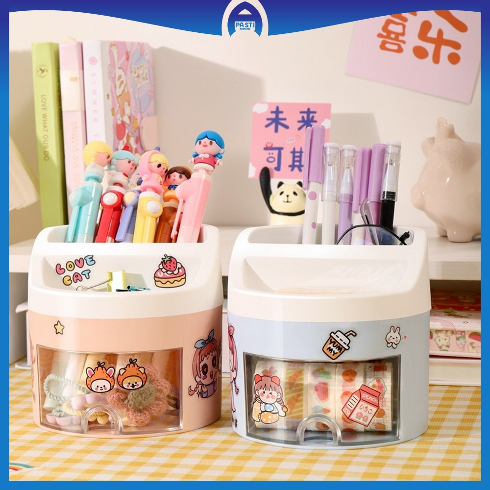 

Kotak Penyimpanan Alat Tulis dengan Laci Aesthetic Lucu / Pen Holder Kotak Penyimpanan Pulpen Desk Storage Organizer Multifungsi / Kotak Pensil Import Pasti Amanah C970