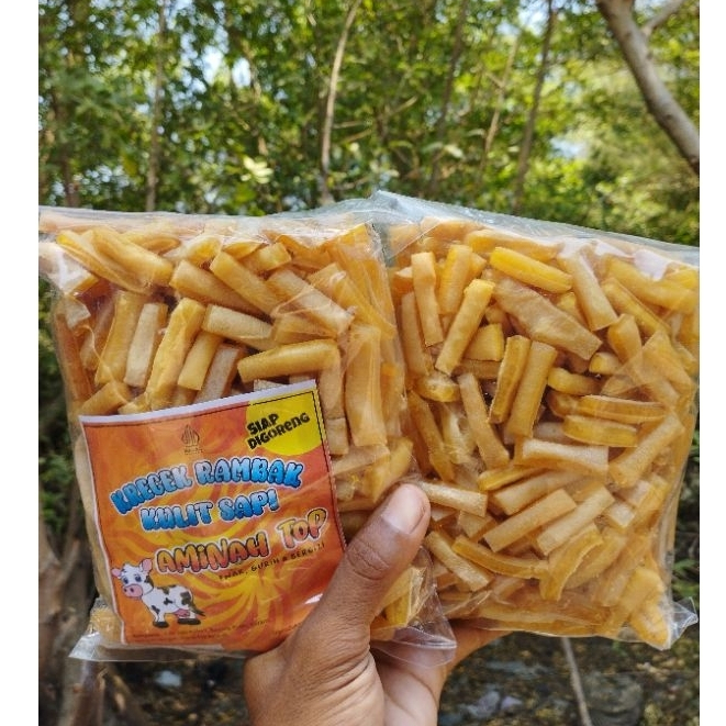 

Krecek rambak kulit sapi/krupuk kulit sapi/krupuk mentah varian kapsul 500gram