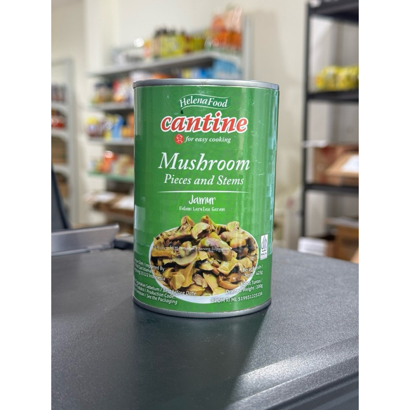 

Helena food cantine mushroom pieces and stems / jamur larutan garam 425gr