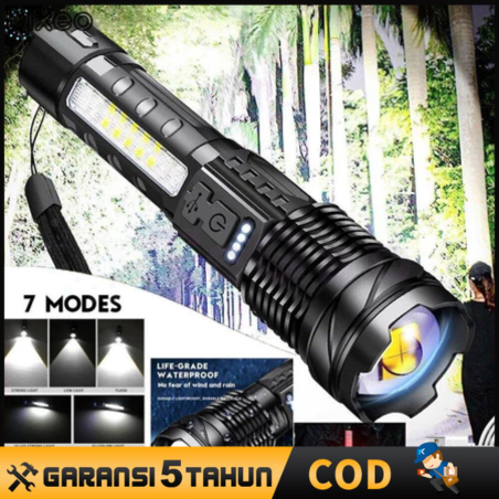 Senter Swat Police Terbaik / zoom 7 mode cahaya senter/Senter Led Rechargeable /Senter led a76 jarak