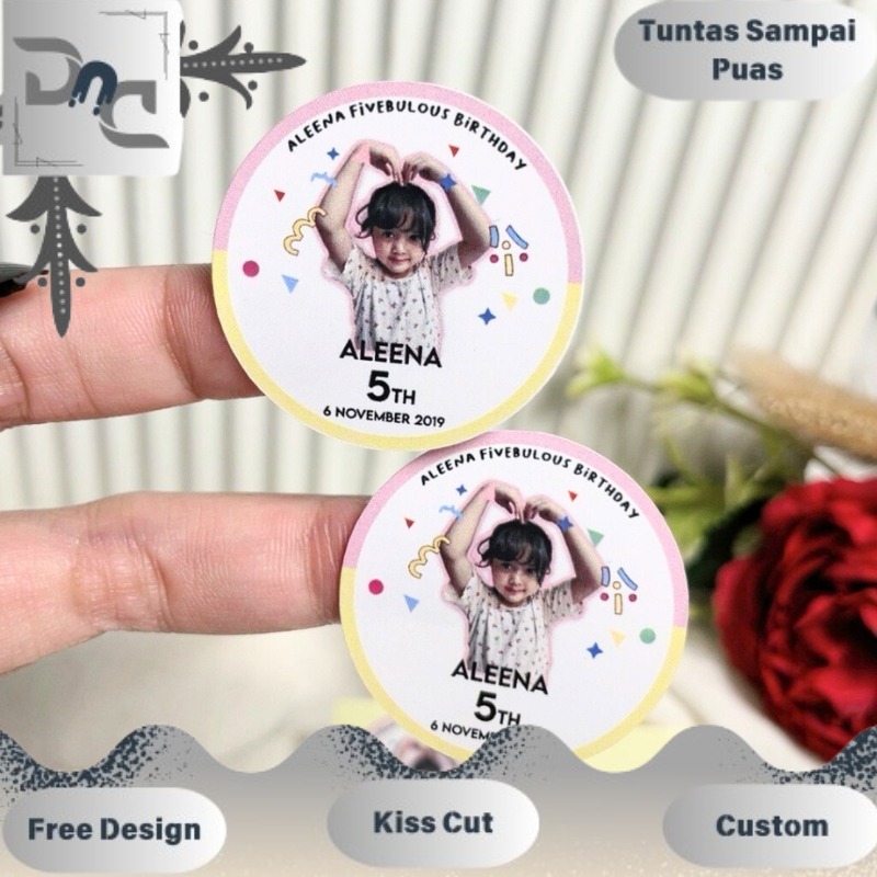 

2-4 Stiker Bahan Vinyl Ulang Tahun Anak Anti Air Label Sticker Undangan Happy Birthday Dnd