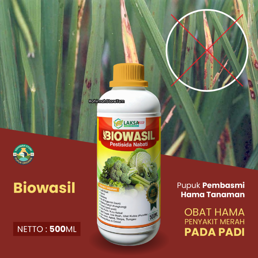 PESTISIDA Organik Obat Hama MERAH PADI - BIOWASIL 500 ML Pupuk Atasi Hama Penyakit Merah Padi Sawah 