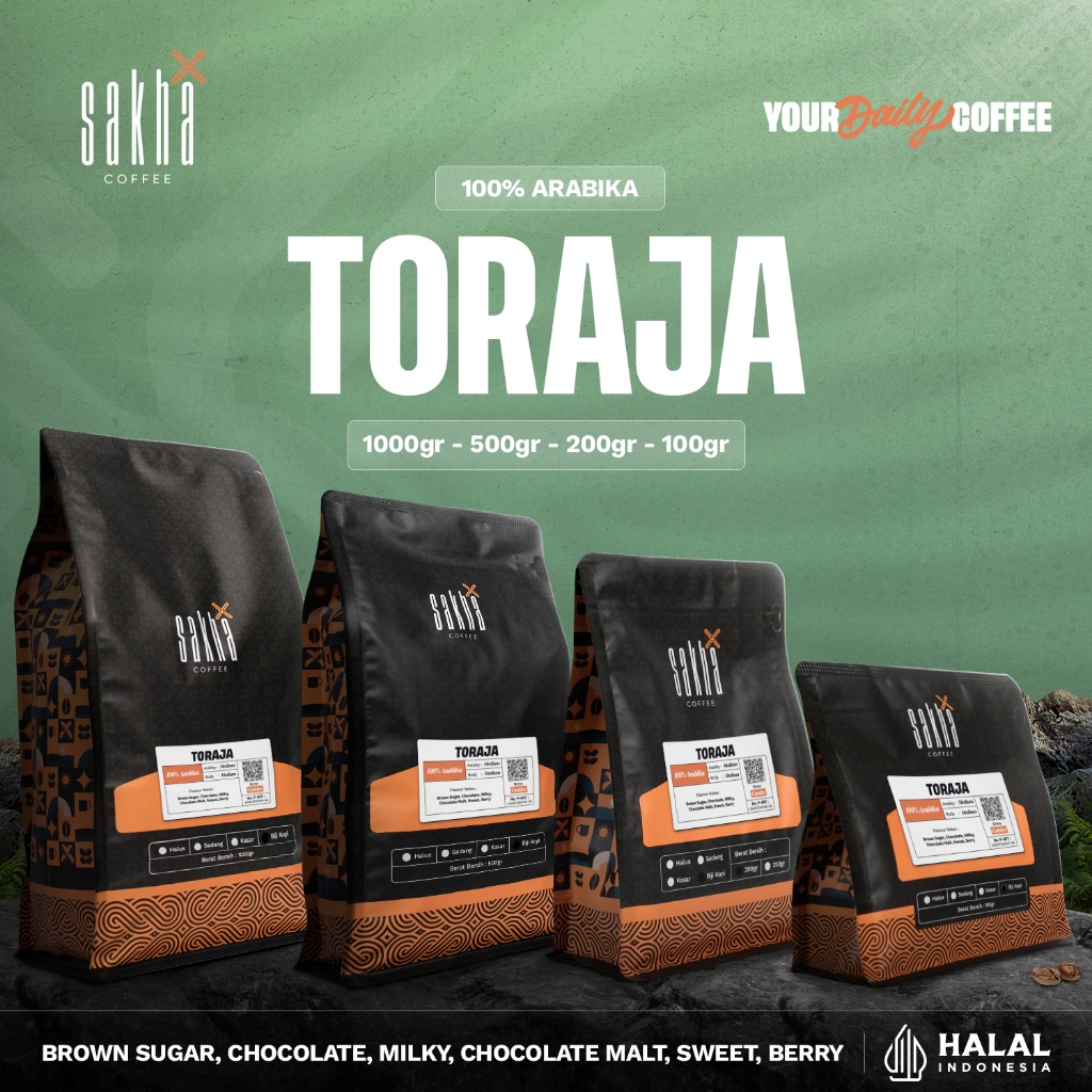 

Kopi Arabika Toraja Sulawesi Arabica Coffee Roast Bean Espresso Manual Brew Biji Bubuk Coffe Sakha