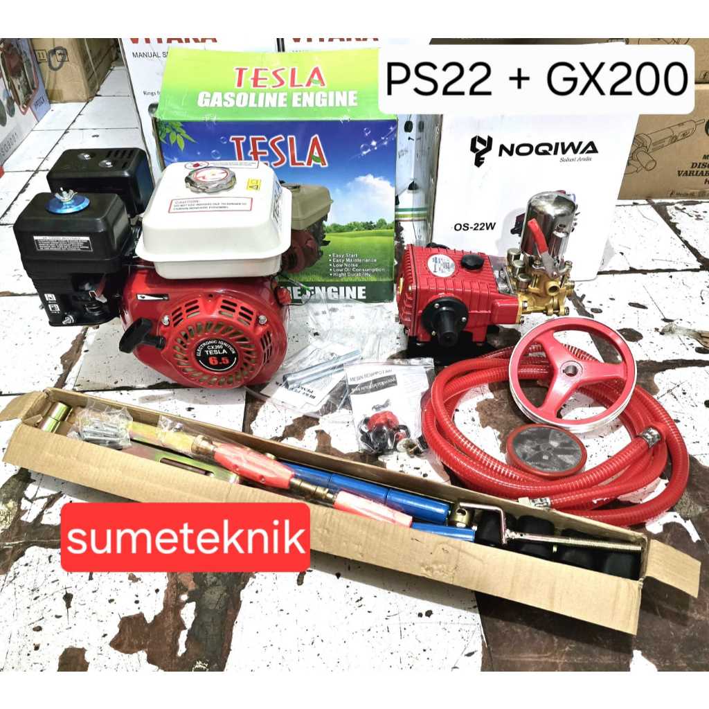 Mesin Steamset PS22 Noqiwa Engine GX200 Tesla 6,5HP Mesin Cuci Motor Lengkap Power Sprayer PS22 Noqi