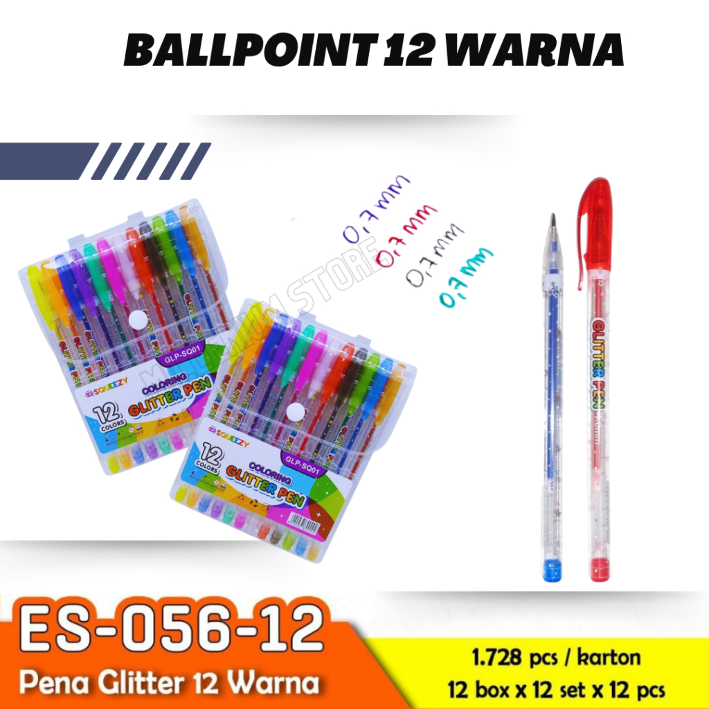 

PEN GLITTER WARNA-WARNI 1.0mm / Pulpen gel / Pena Gel Warna | Gell Pen Glitter 12W GLP-SQ01 / Bayar Dirumah