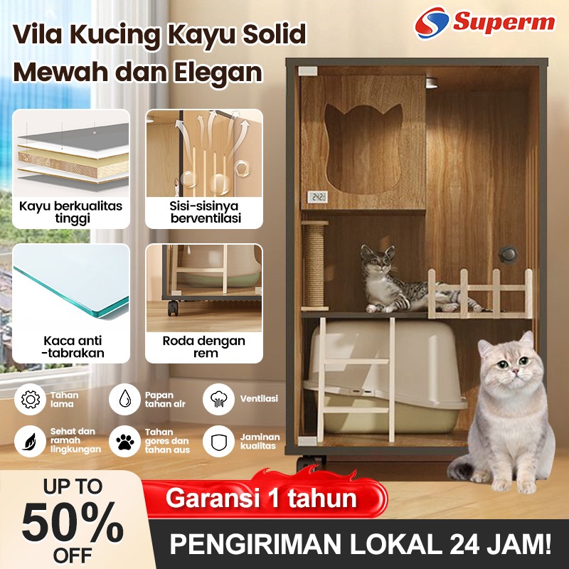 Garansi 1 tahun/Vila kucing mewah/Rumah kucing dengan tongkat gerinda cakar/Vila kucing pintu lemari