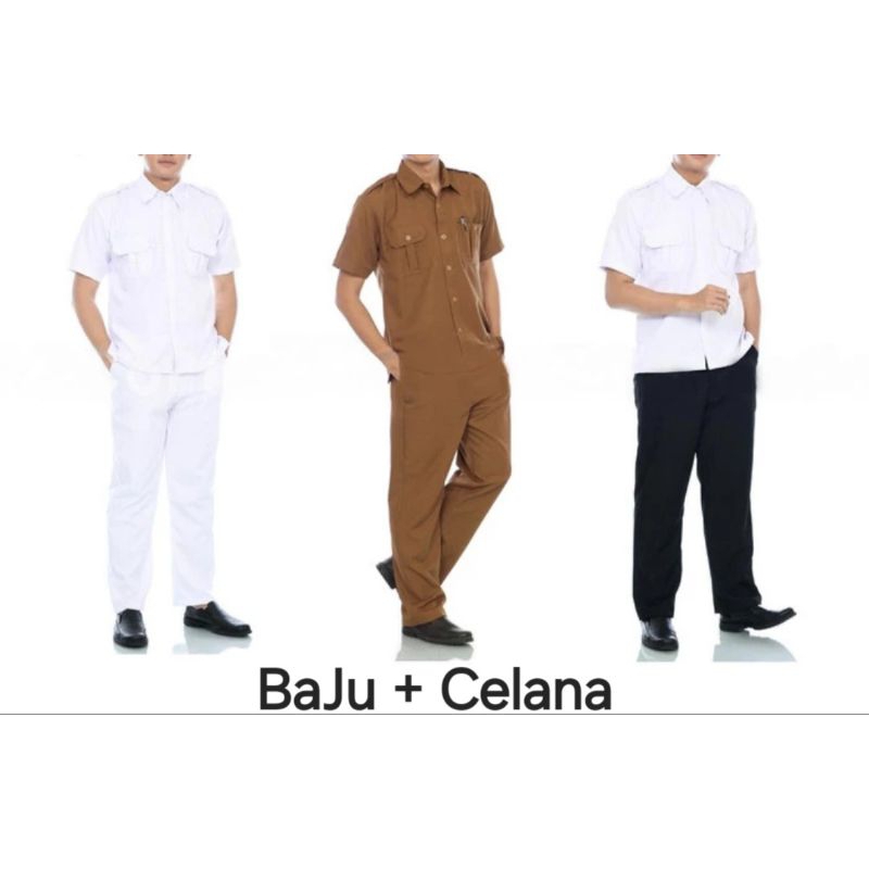 Setelan (Baju Lengan Pendek + Celana) PEMDA /Guru/ASN/PNS/ORGANISASI/SEKOLAH/KAMPUS/KANTOR/DINAS/UMU