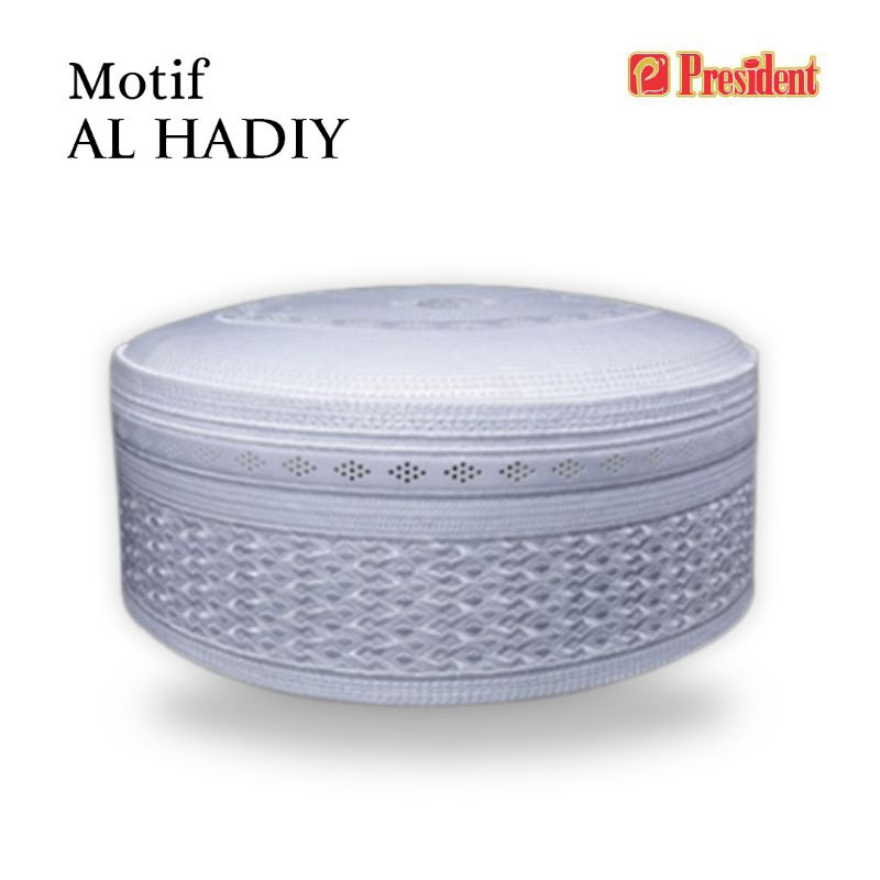 (ALBYLULA)Songkok Haji Peci Haji Putih President Kopiah Haji Putih Motif  AL HADIY