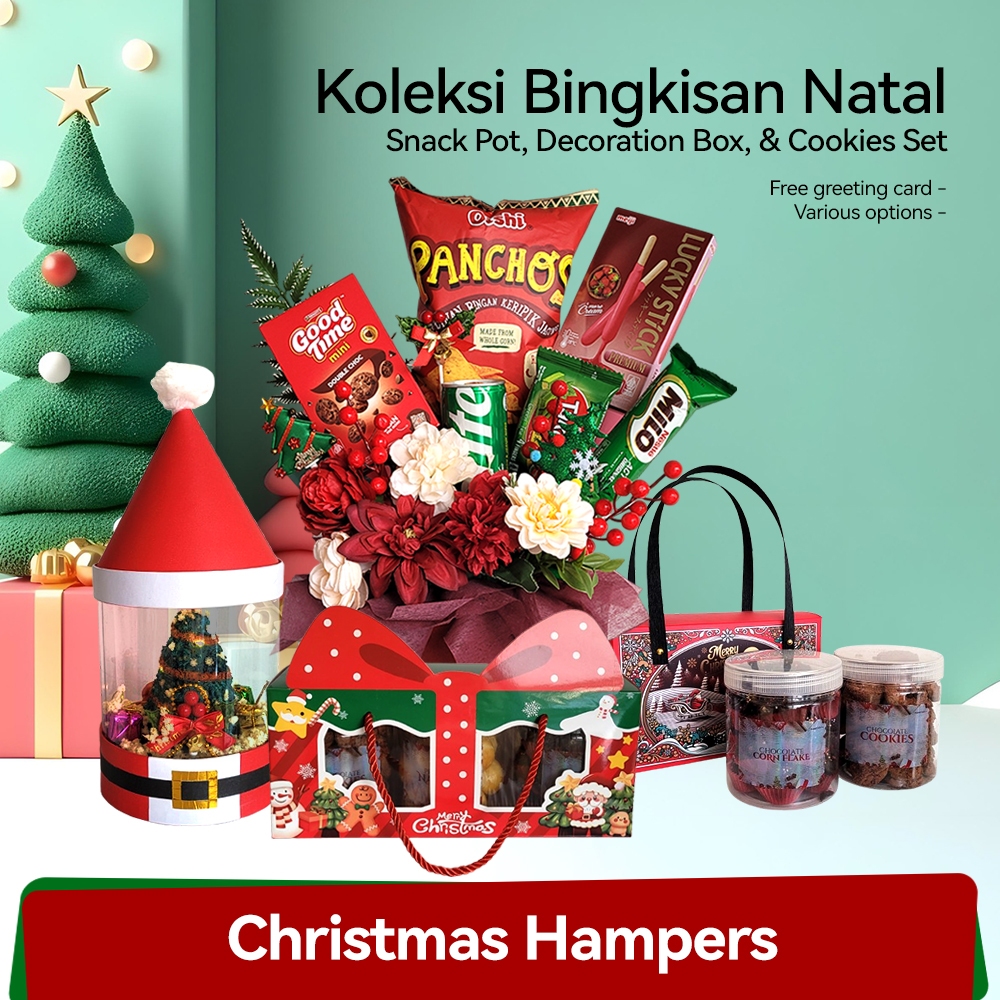 

[READY] #PHP Bingkisan Hampers Kado Kue Hiasan Natal / Christmas Cookies Set Snack Pot & Decoration