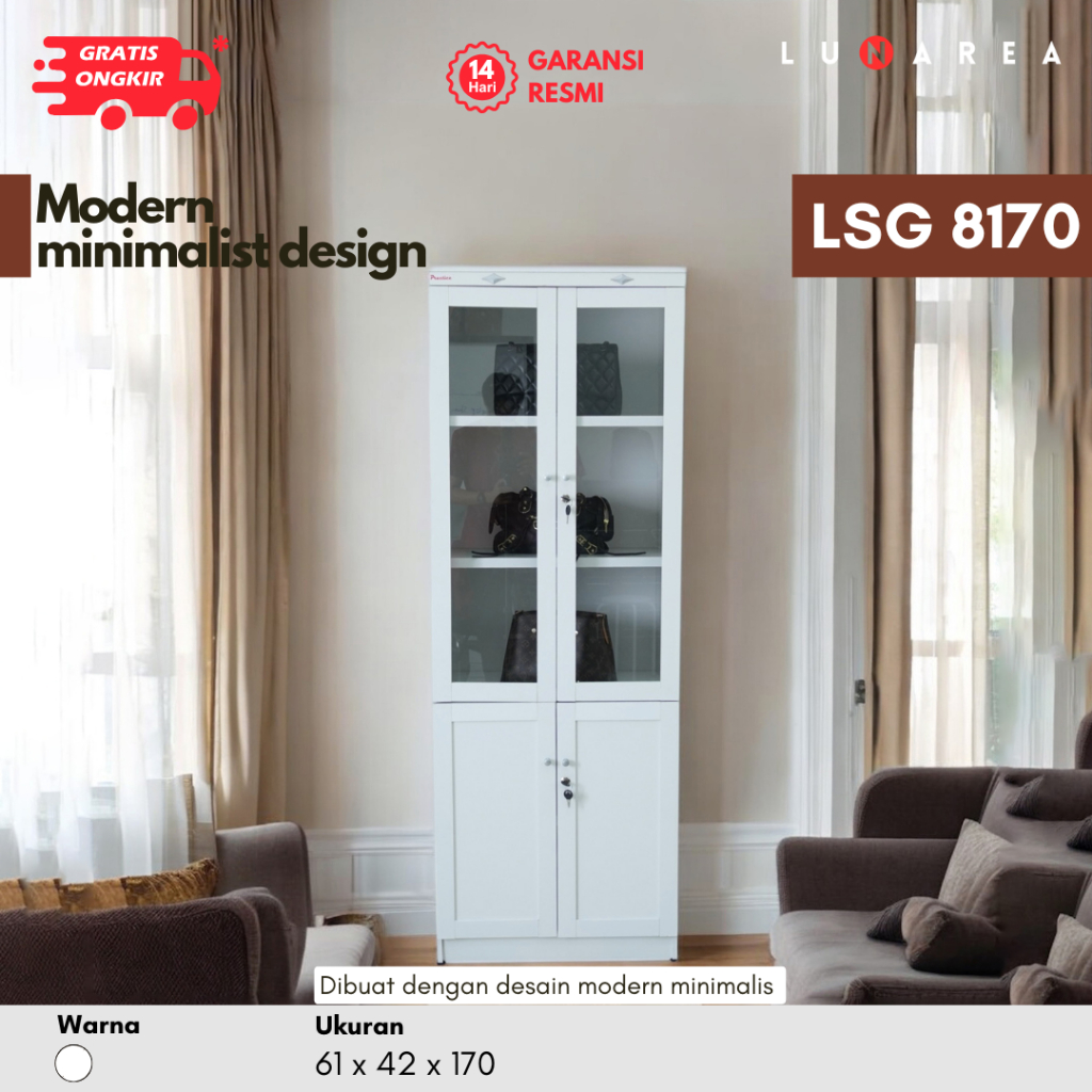 Lunarea Furniture - LSG 8170 - Lemari Serbaguna Hias - Lemari Tas - Lemari Rak Buku