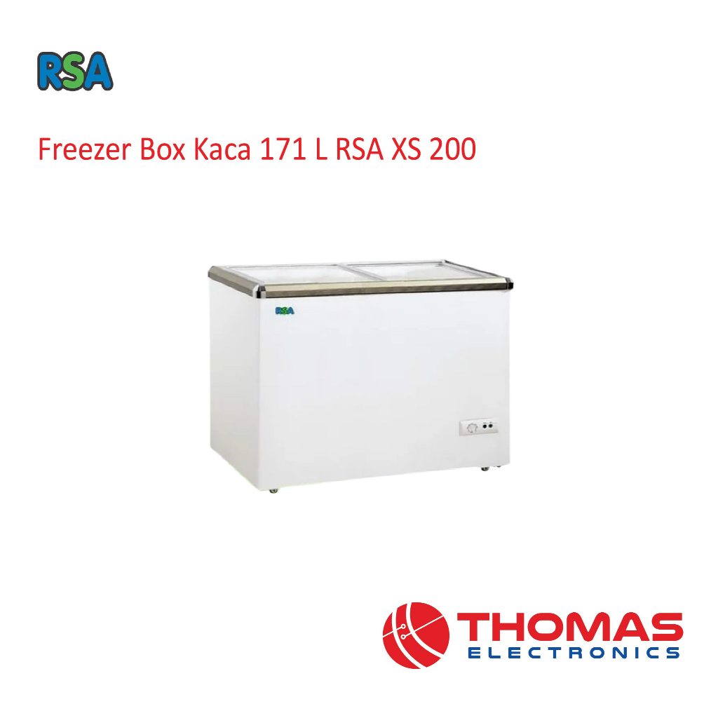 Sliding Curve Glass Freezer 171 Liter RSA XS 200 RSAXS200 Freezer Box Sliding Kaca Garansi Resmi