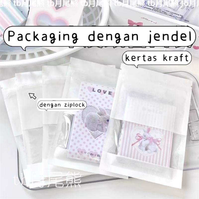 (min.co 10pcs) Packaging Kemasan Ziplock Kertas Kraft Paperbag Dengan Jendela 9x13CM