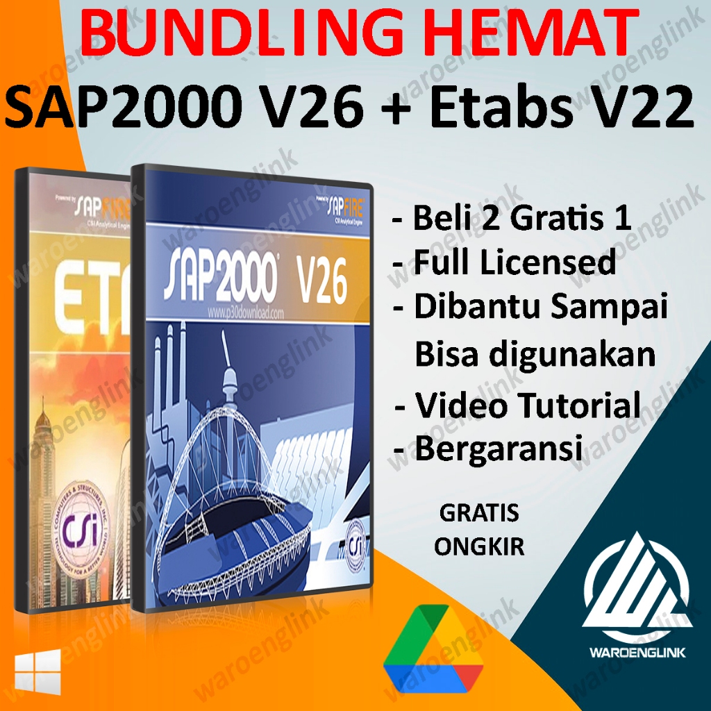 [BUNDLING] CSI SAP2000 v26 + Etabs V22 terbaru 2024 full version - for windows