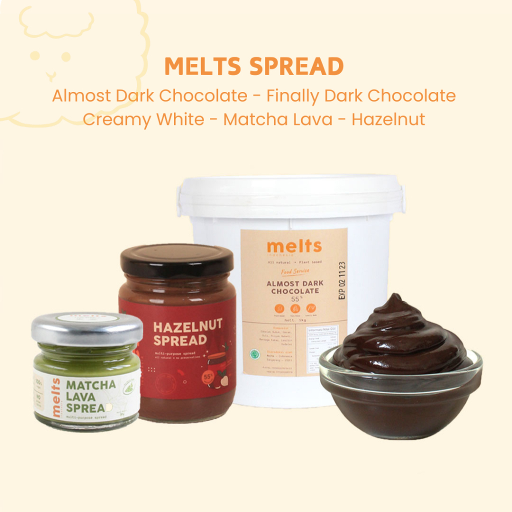 

SELAI ROTI / SPREAD by Melts | All Varian : Cokelat / Matcha / Vanilla / Hazelnut | Plant Based Vegan untuk Roti Bahan Kue Baking Pastry Topping | Almost Finally Dark Chocolate Spread Coklat Vanila | Semua Rasa