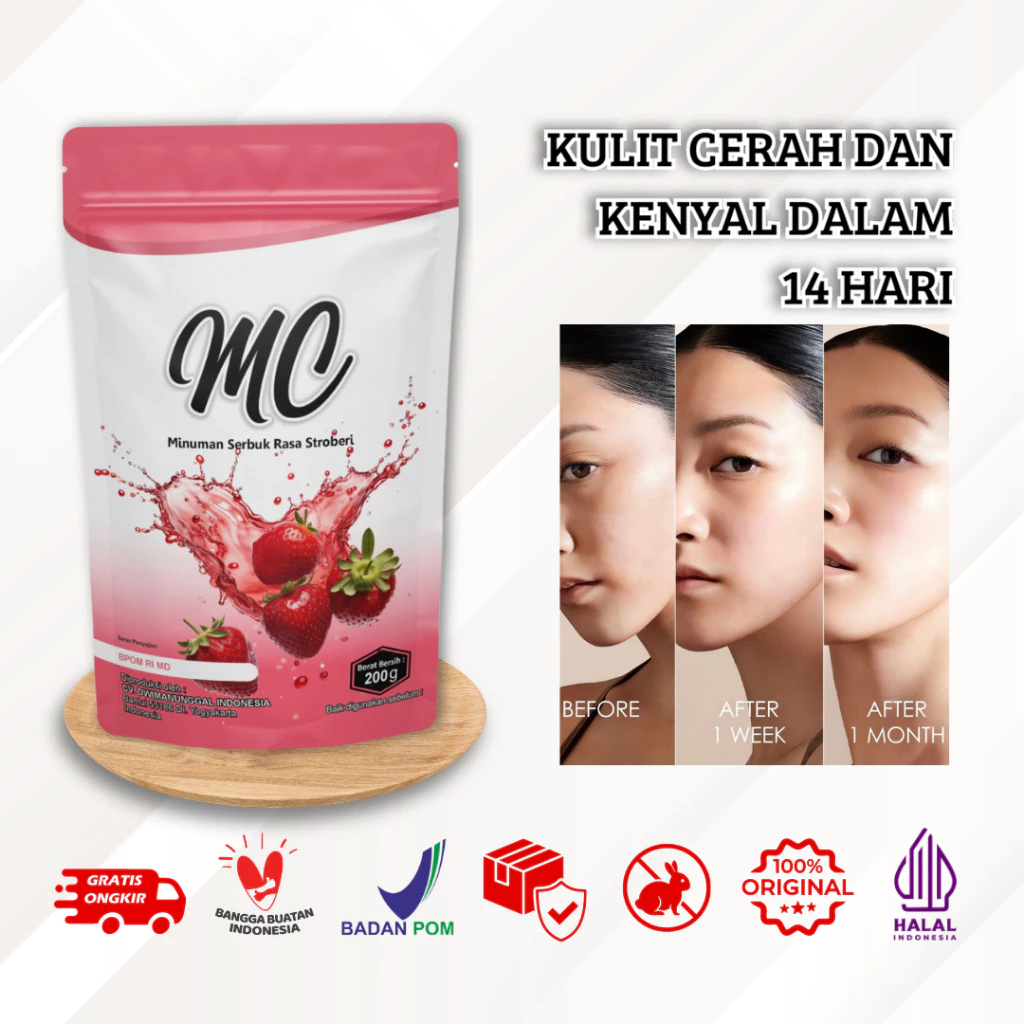 

MC BRAND MINUMAN KOLAGEN DAN FIBER RASA STROBERI BPOM HALAL