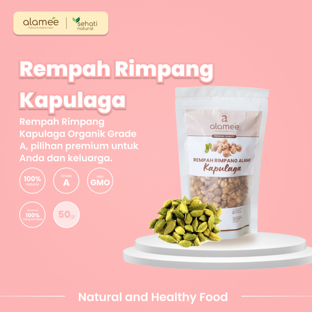 

ALAMEE Kapulaga Kering Lokal Cardamom Kapolaga Kapol Rempah Organik Bumbu Masakan Seasoning 50gr