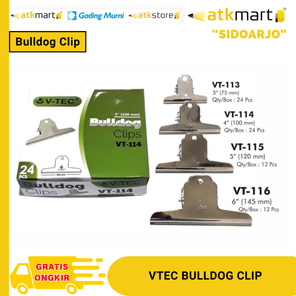 

VTEC BULLDOG CLIP PENJEPIT KERTAS 75 MM / 100 MM