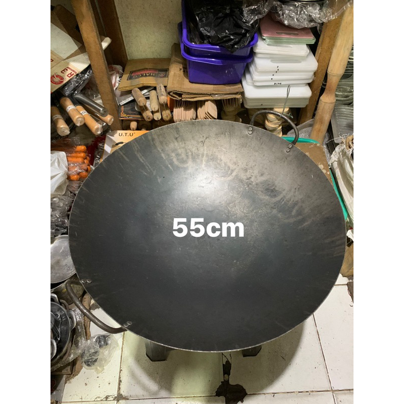 Wajan baja hitam | kuali wok plat anti lengket super tebal 55cm