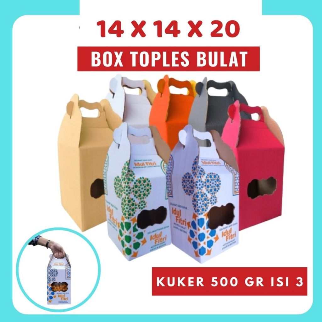 

Box Jinjing Kuker 14x14x20 Jinjing (KUKER TOPLES 500gr Isi 3) Box Jinjing Kardus Lebaran Idul Fitri Hampers Polos/Motif
