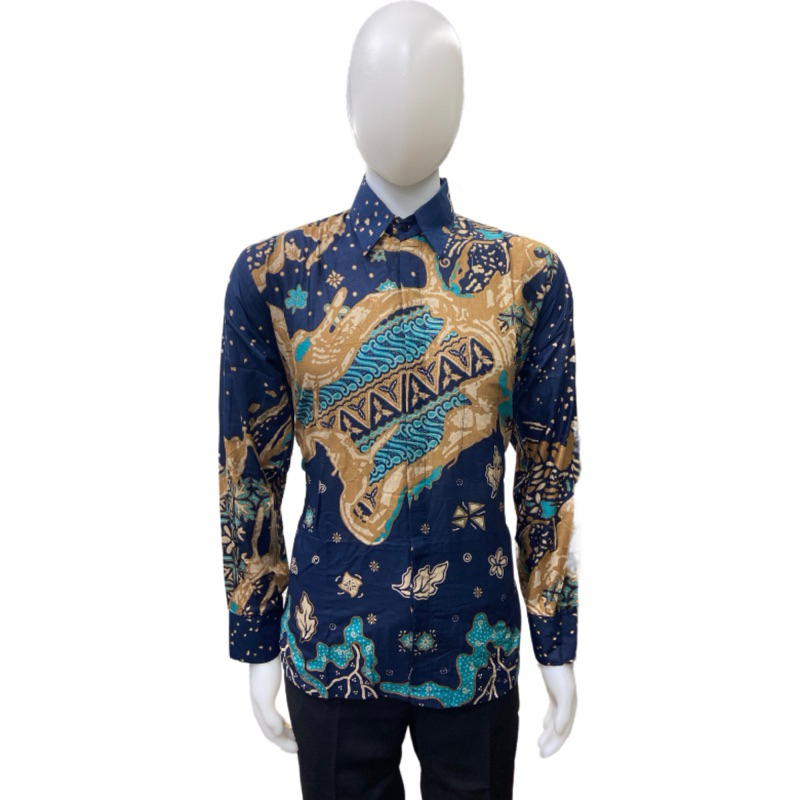 batik berbahan katun pekalongan warna biru dongker