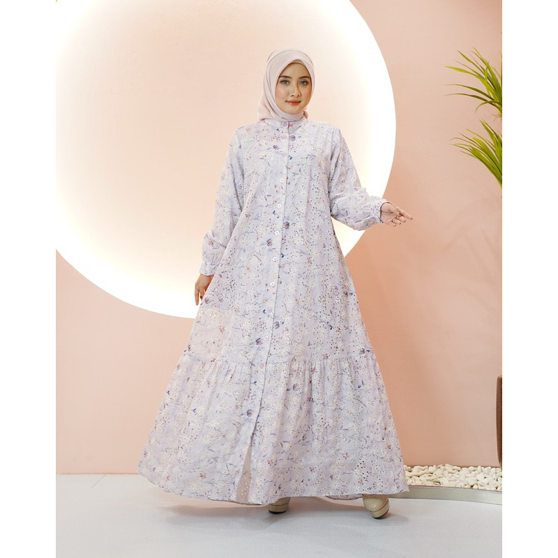 Elina Dress Katun Bordir | Gamis Katun Bordir | Gamis Katun Bolong | Gamis Wanita