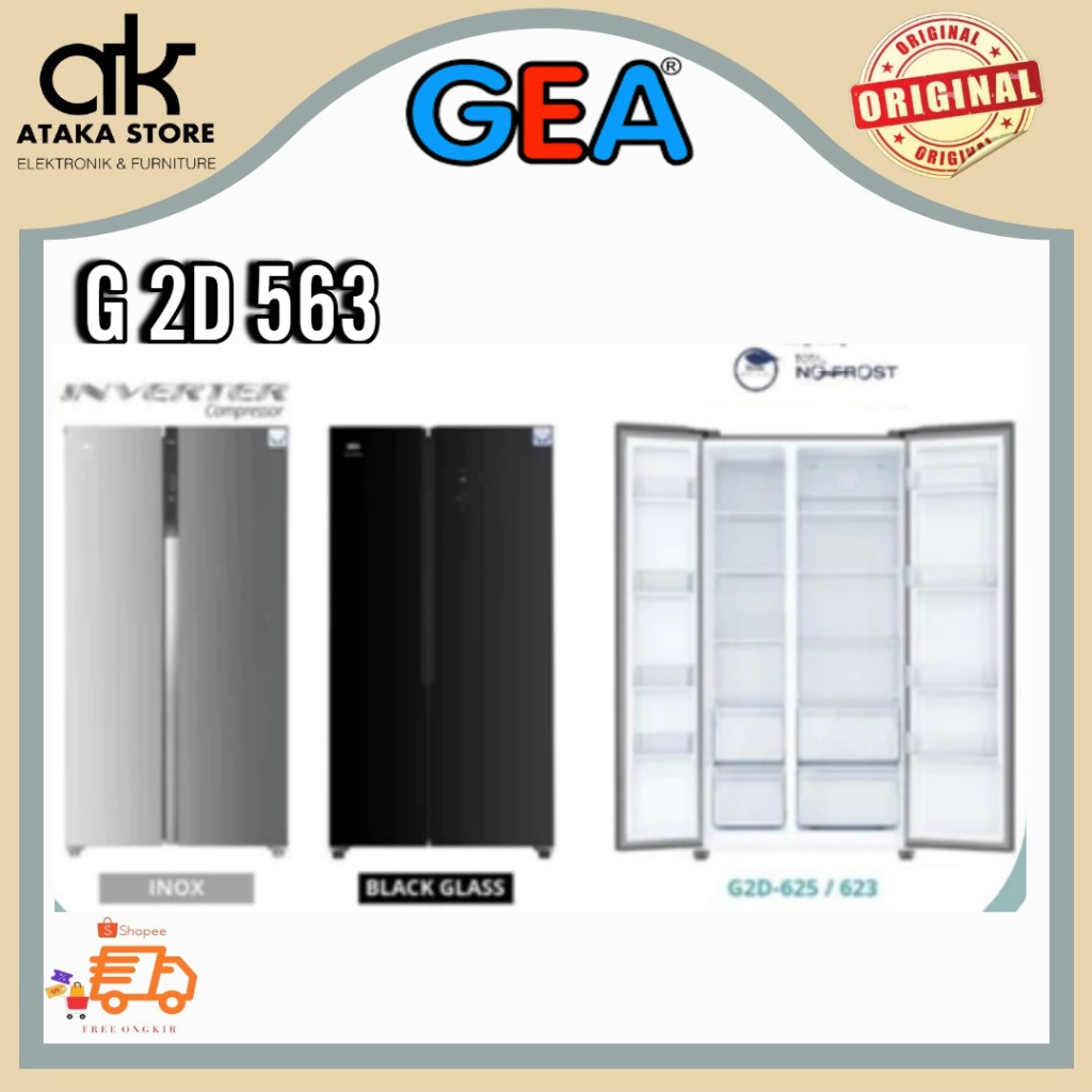 KULKAS GEA 2 PINTU G2D563 Kulkas Set By Side 2 Pintu Lemari GEA Kulkas Side By Side