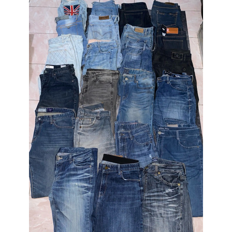 jeans pria cowok fading second murah size 27-48 Size Kecil sampai Jumbo