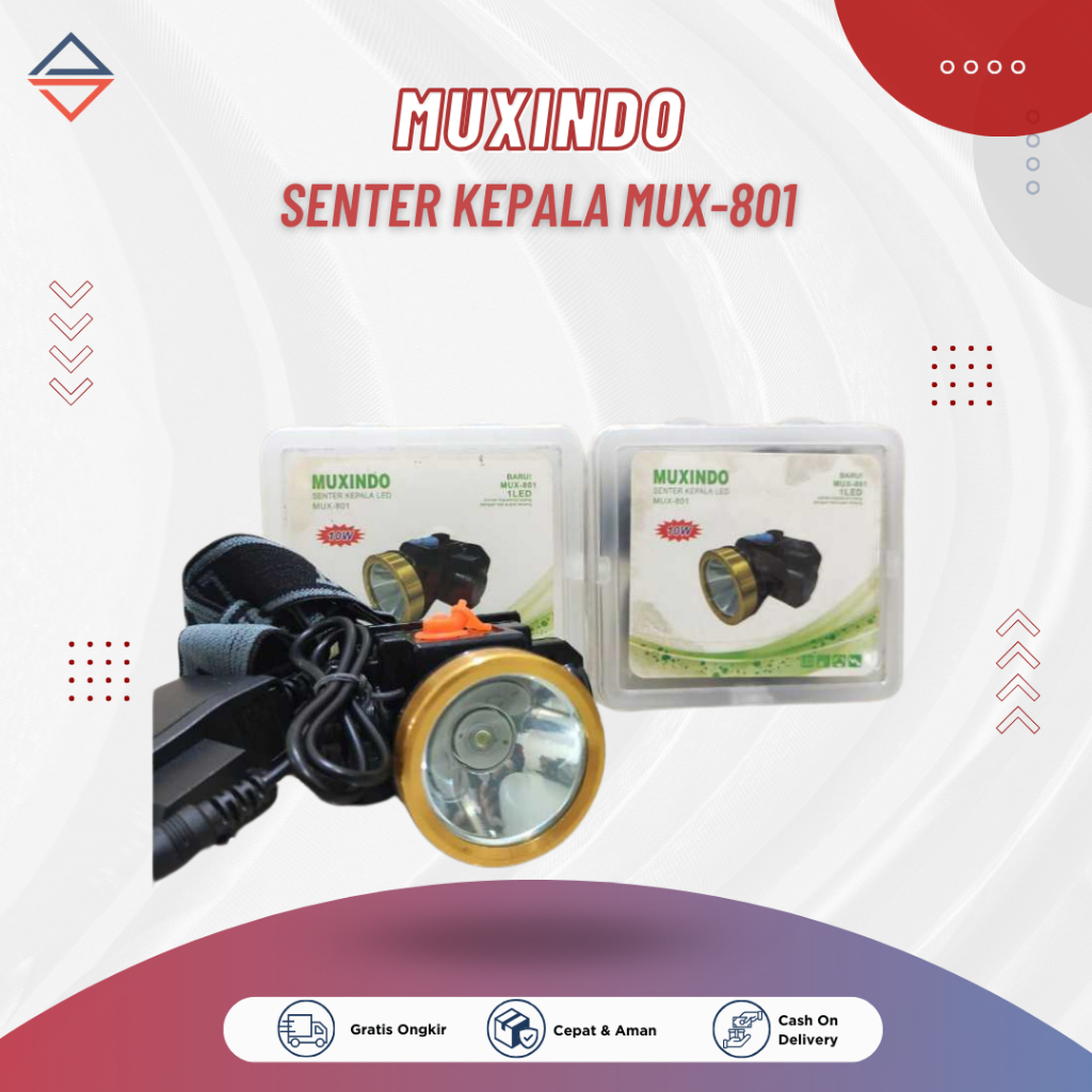 Senter Kepala LED Super Terang Battery Lithium Muxindo Mux-801 1 LED