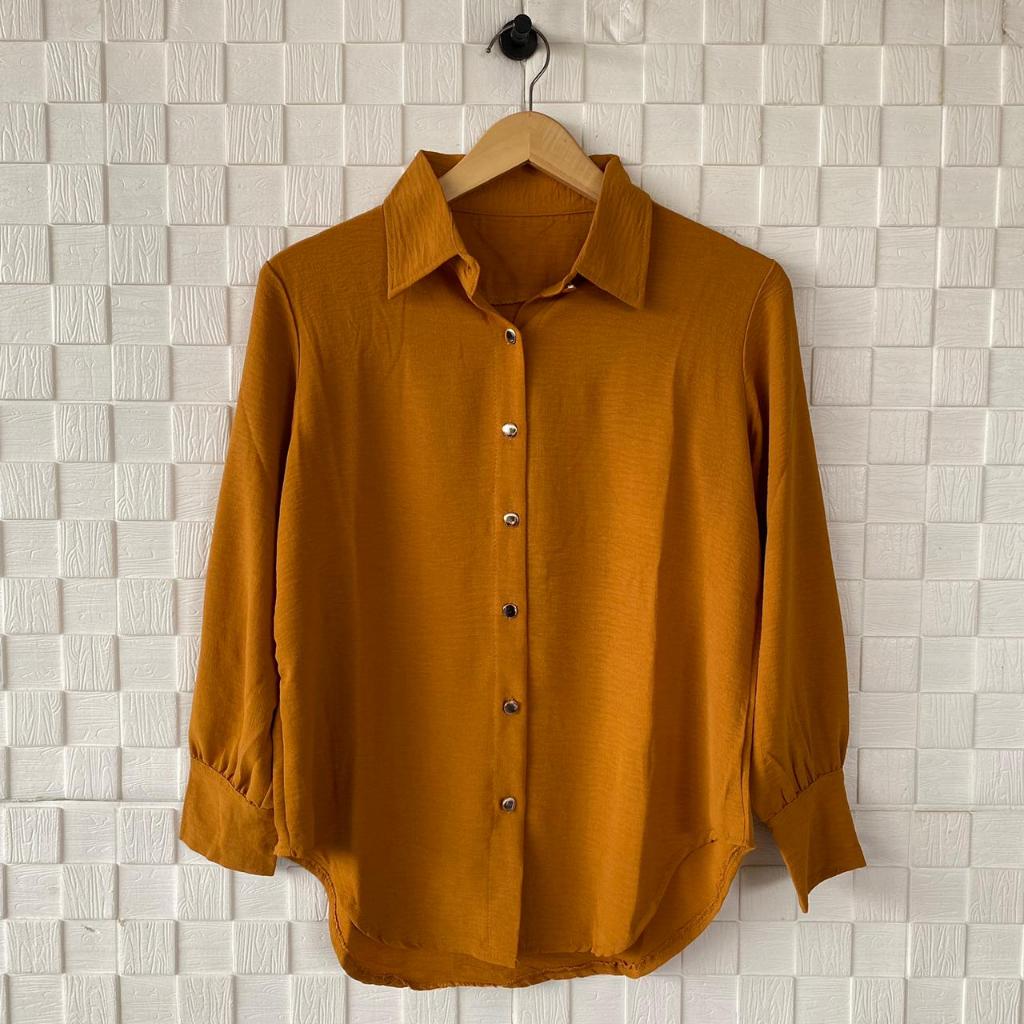 Kemeja Kancing Wanita / Blouse Wanita Lengan Panjang / Kemeja Polos Wanita Kancing Mas/ Shirt Basic