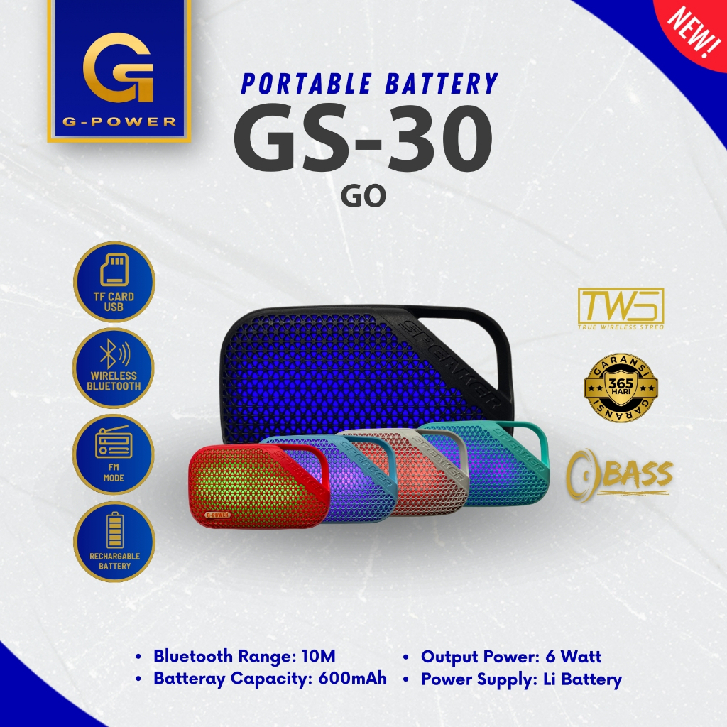 GPOWER Speaker Bluetooth portable wireless GS-30 GO Full warna Garansi Resmi