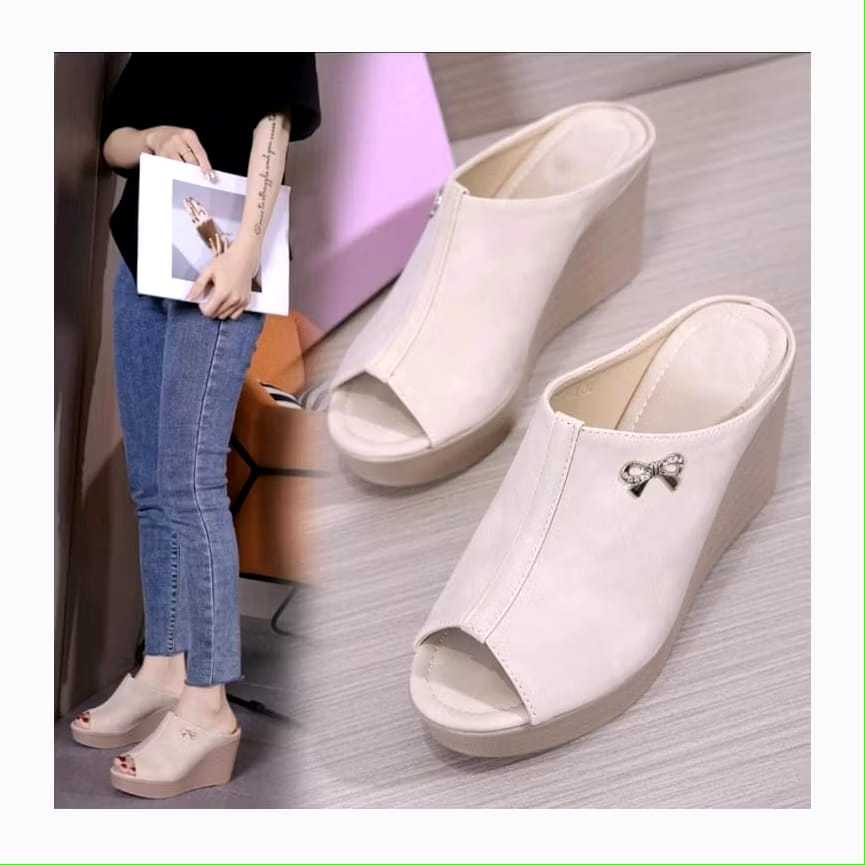 Toko Va - Sepatu Sandal Wedges Formal Wanita Ukuran Super Jumbo Besar | Big Size 41 42 43 44 45 | Se