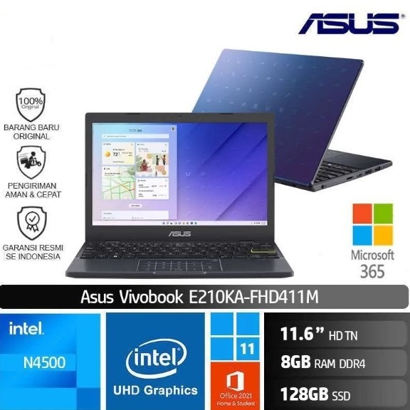 Asus Vivobook E210KA FHD411M N4500/8GB/128GB SSD/11.6" HD/W11+OHS