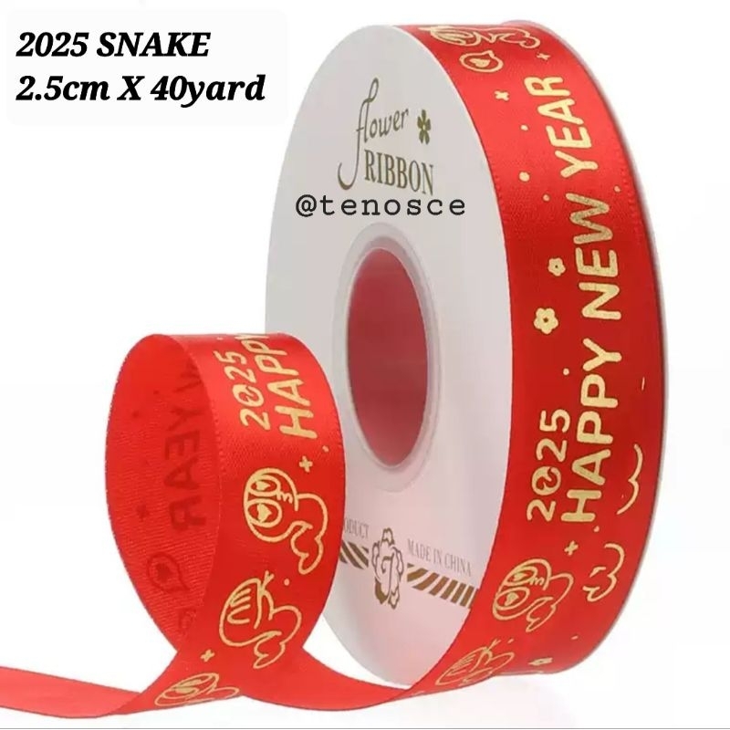 

2025 Pita Ribbon ROLL Imlek 2.5cm / 3.8cm Fu Hok Lucky Cat Roll Gulungan Dekorasi Hampers Konien Sincia Hantaran Parcel Lucky Cat Snake Ular