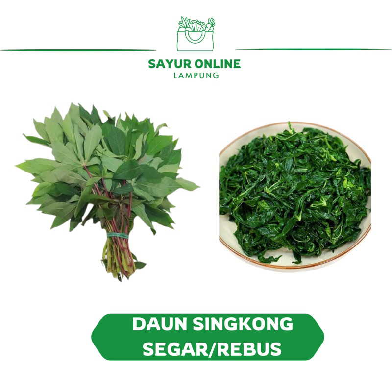 Sayur Daun Singkong Segar & Daun Singkong Rebus-Sayur Online Lampung