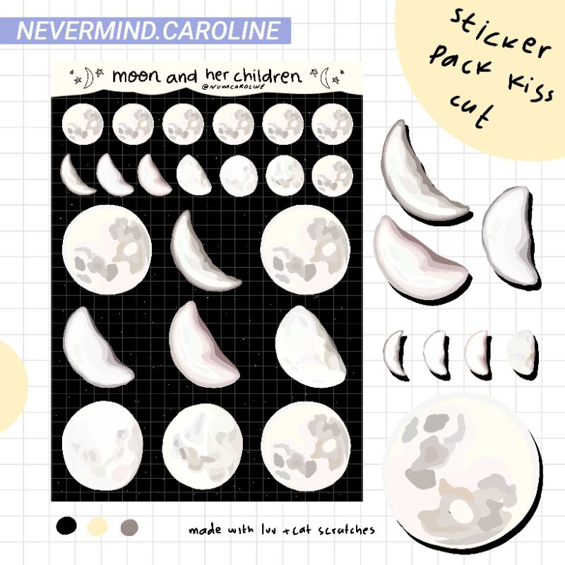 

Stiker sheet A6 Gambar Bulan Besar | Stiker jurnal , catatan , hiasan murah