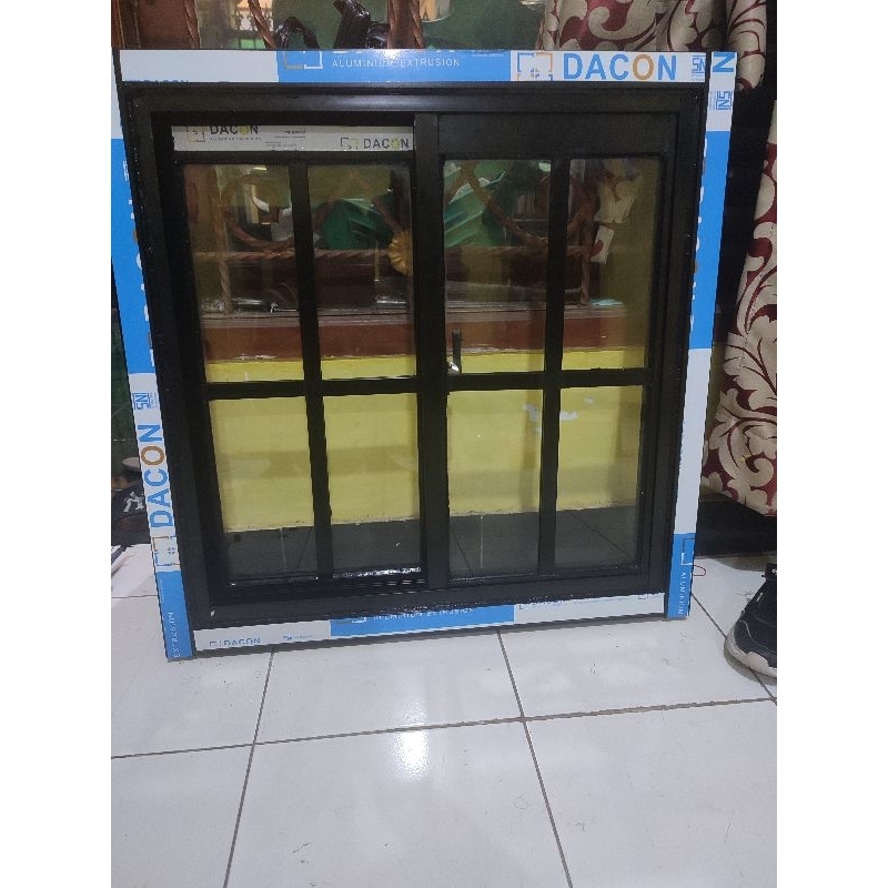 JENDELA ALUMINIUM SLIDING 70X70 GRATIS PECKING KAYU
