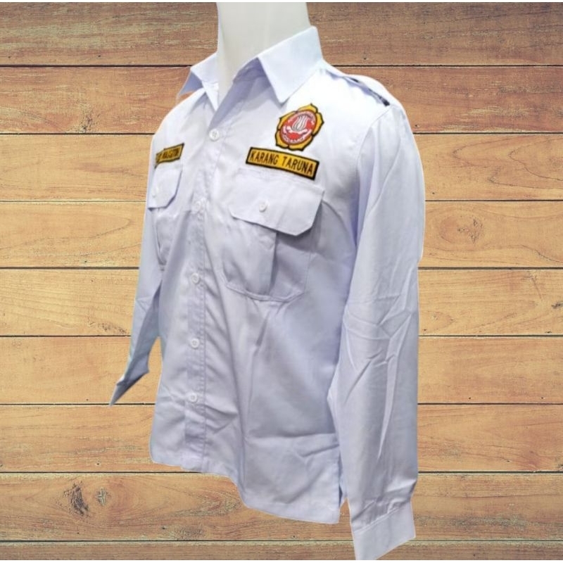kemeja karang taruna baju pdh karang taruna putih full bordir
