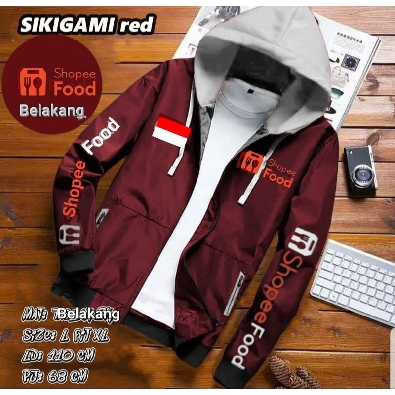 Jaket hoodie shopeefood bahan taslan parasut waterproff // jaket pria wanita driver ojol jaket