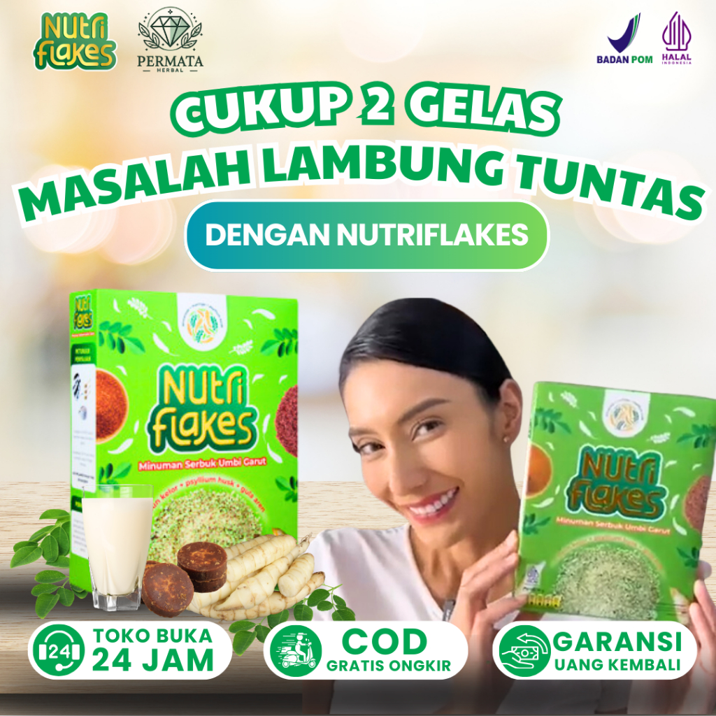 

NUTRIFLAKES - Sereal Umbi Garut Ampuh Atasi Maag, Gerd dan Asam Lambung