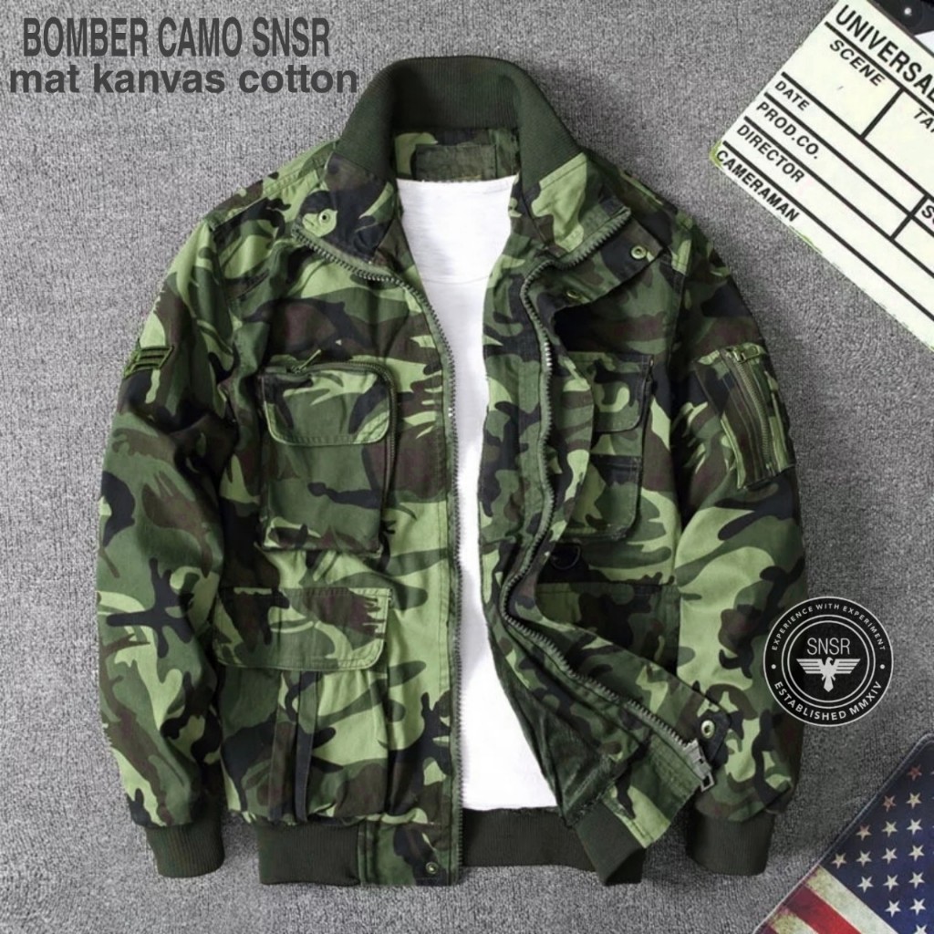 Vwd/Jaket Bomber Camo Army Original Sensor Baby Kanvas Tebal/ Camo Army Klasik Mat Canvas Original