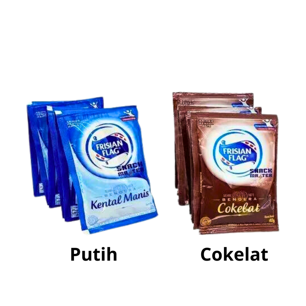 

Frisian Flag Susu Kental Manis Putih Dan Cokelat 1 Renceng 6 Sachet 38 Gram