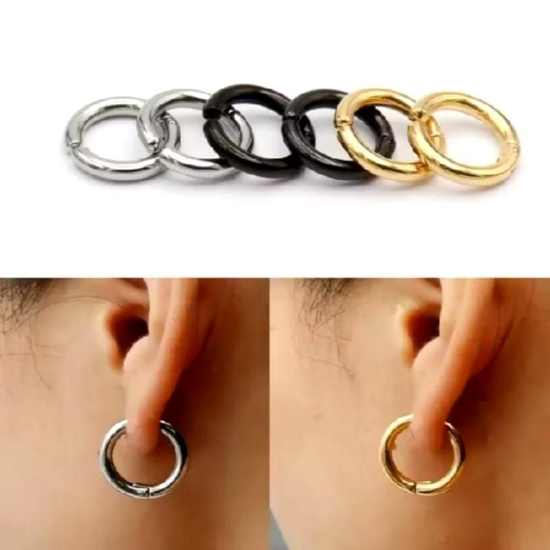 ANTING JEPIT BULAT TANPA TINDIK PRIA WANITA ANTING HOOP JEPIT TANPA TINDIK PRIA WANITA KOREA