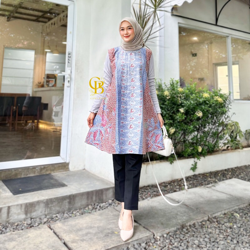 vest batik rompi batik gunungan atasan wanita tanpa lengan