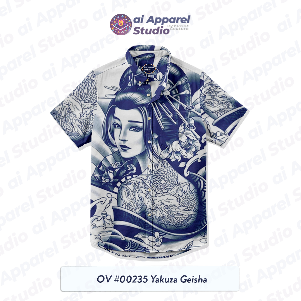 Kemeja Dewasa Lengan Pendek Premium - OV #00235 Yakuza Geisha