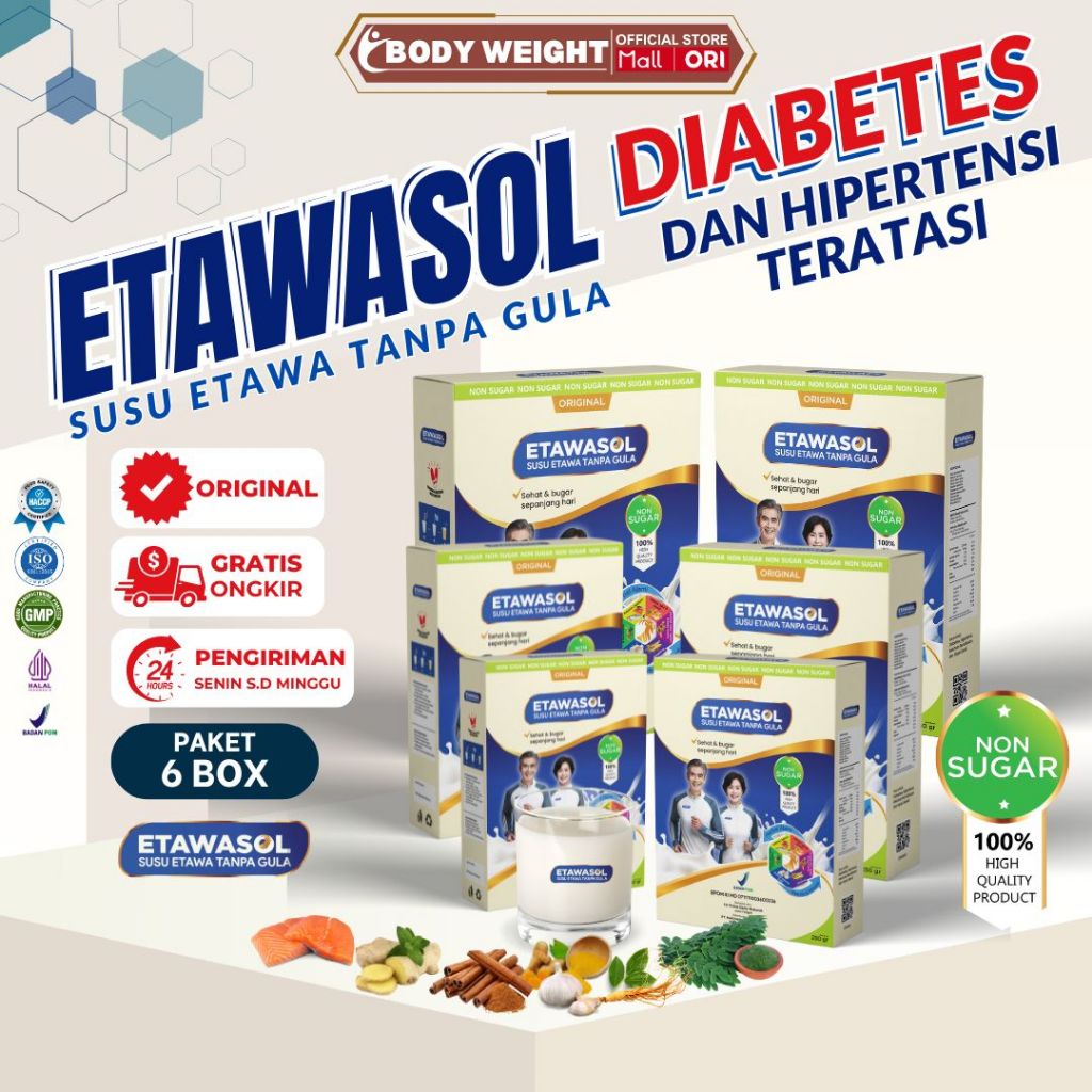 

Etawasol Susu Kambing Bebas Gula Anti Diabetes, Hipertensi, Nyeri Sendi dan Pernafasan - Paket 6 Box