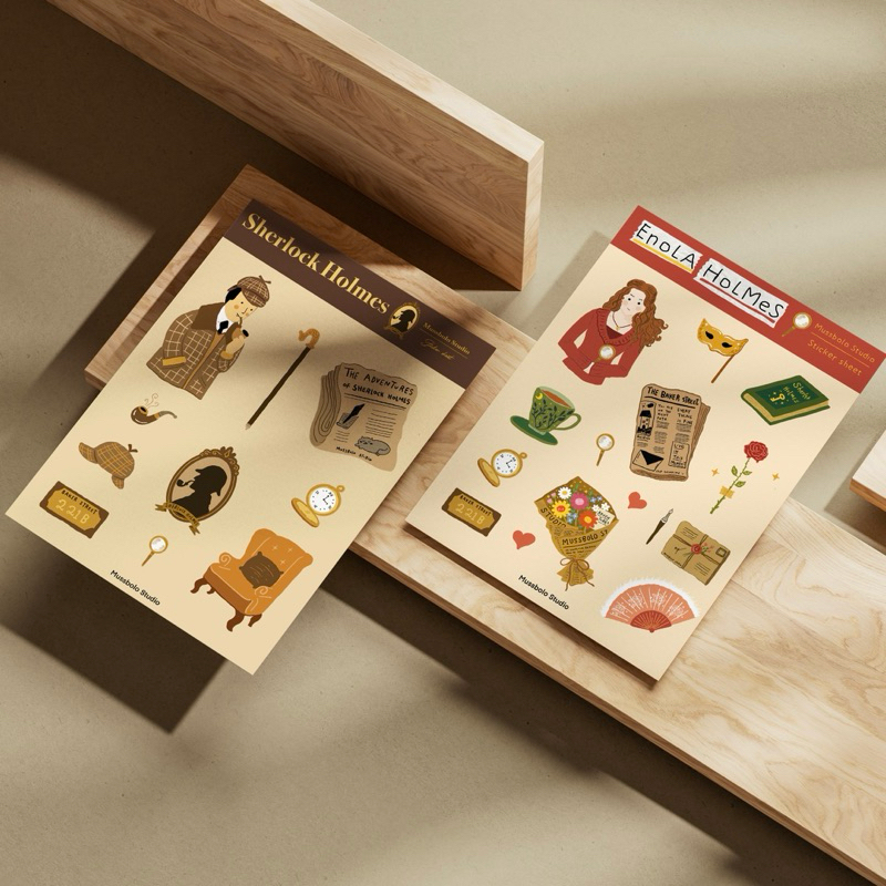 

Sherlock Holmes & Enola Holmes Premium Sticker Sheet | Aesthetic decoration sticker scrapbook
