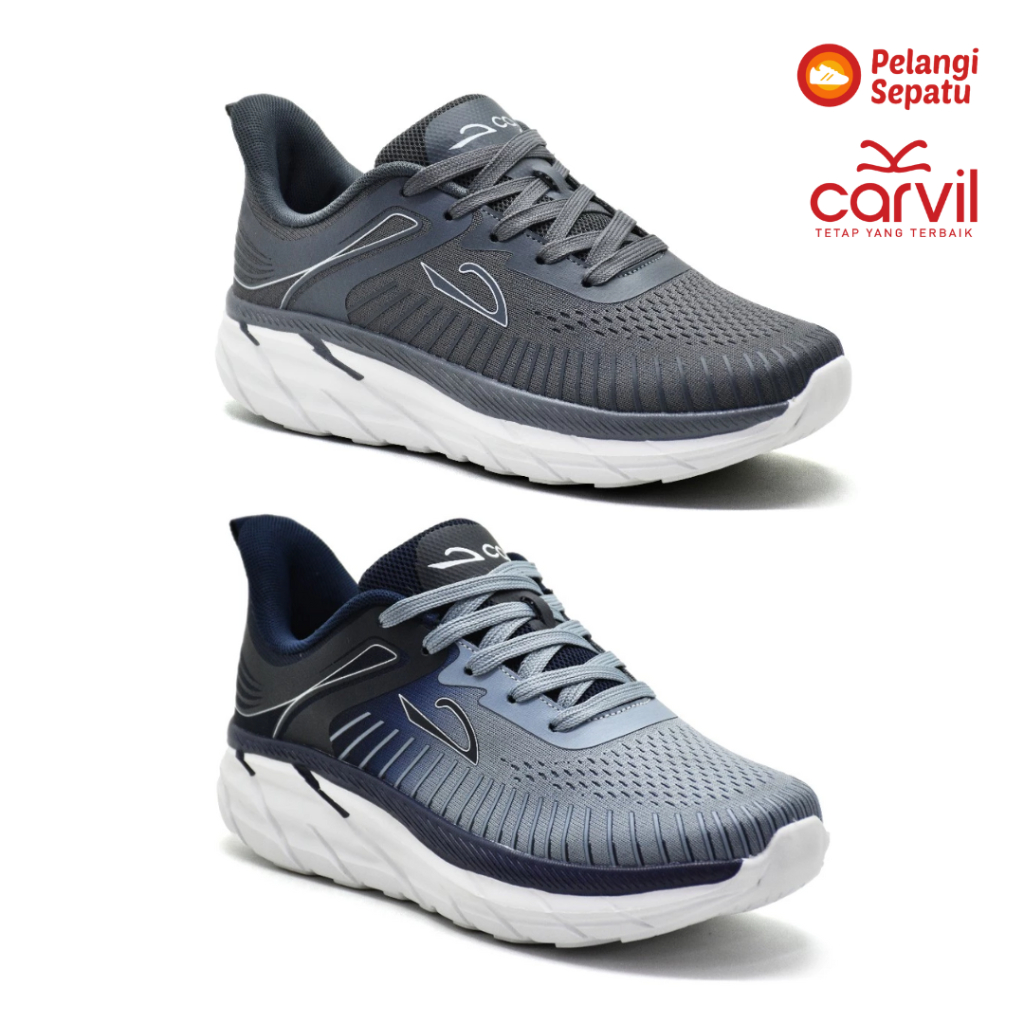 Sepatu Sneakers Pria Hitam Navy Grey Carvil NOBURA VISION