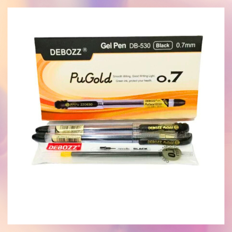

RB [1 Lusin/ 12 Pcs] Pulpen Bolpen Gel Pen Debozz PuGold DB-530 Hitam Biru 0.7mm